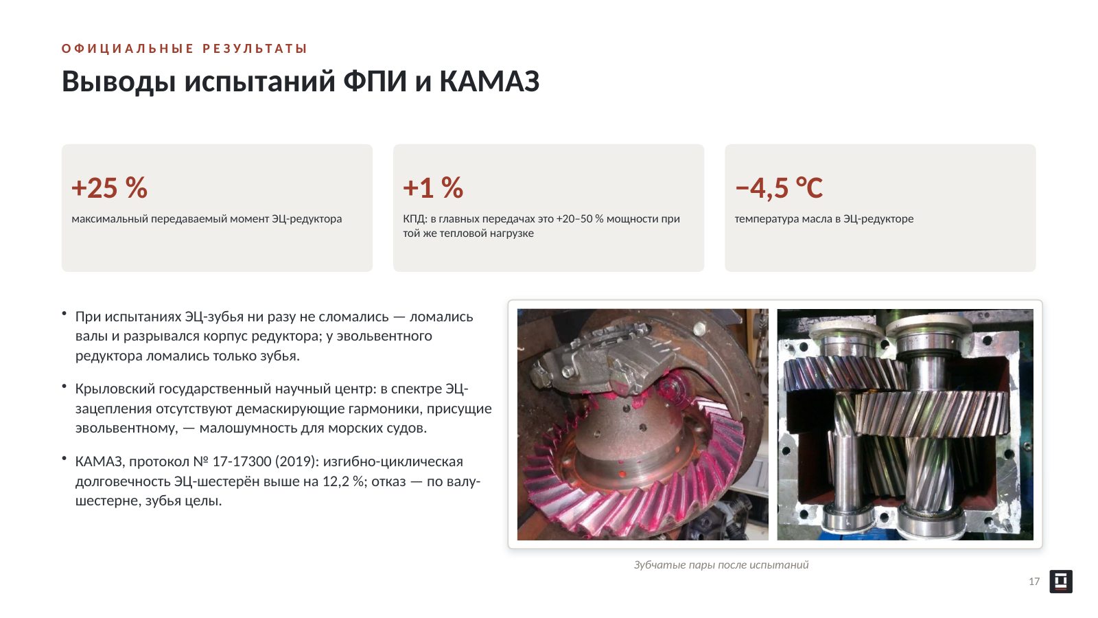 Оригинальный слайд 17: Выводы испытаний ФПИ и КАМАЗ